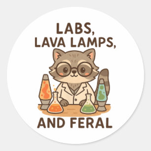 Back To School Feral Science Teacher Racoon Labs  Classic Round Sticker