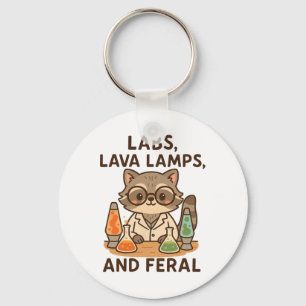 Back To School Feral Science Teacher Racoon Labs Key Ring