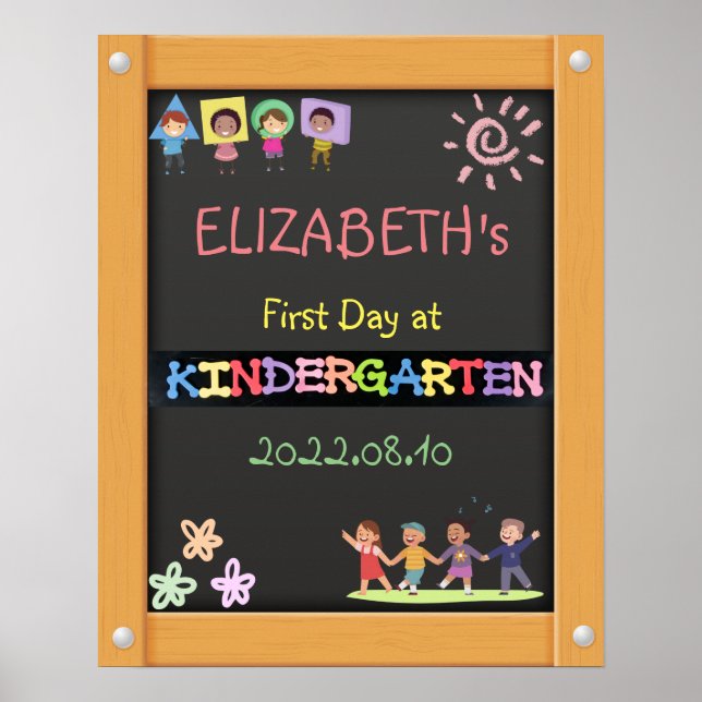 Back to School First Day at Kindergarten Poster (Front)