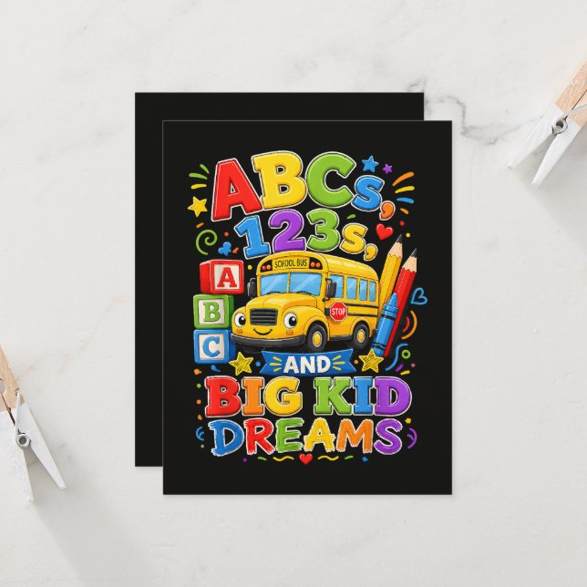 Back to School First Day Big Kid Dreams Invitation (Front/Back In Situ)