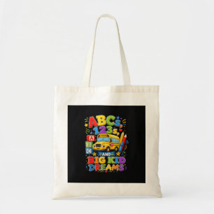 Back to School First Day Big Kid Dreams School Bus Tote Bag