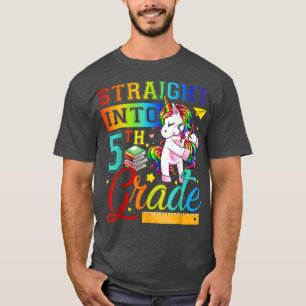 Back To School First Day Of Fifth Grade Unicorn Fl T-Shirt