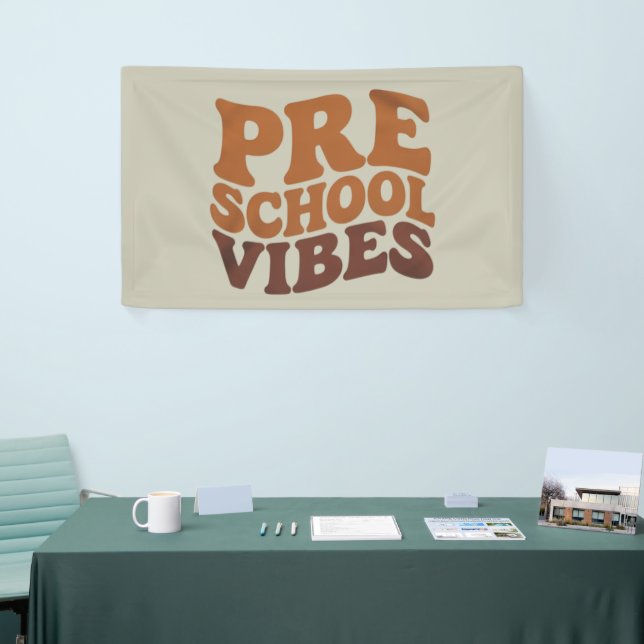 Back to School First Day of Pre-K Preschool Groovy Banner (Tradeshow)