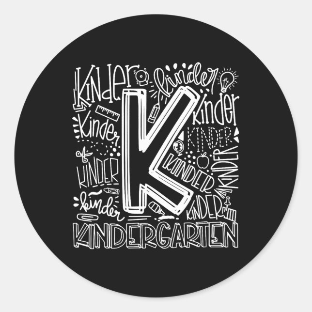 Back To School First Day Of School Typography Kind Classic Round Sticker (Front)
