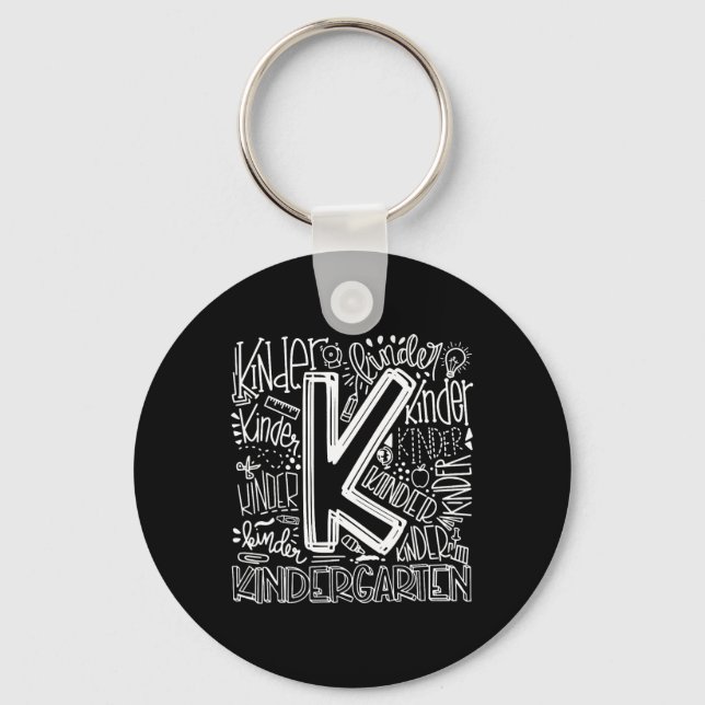 Back To School First Day Of School Typography Kind Key Ring (Front)
