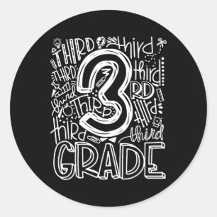 Back To School First Day Of School Typography Thir Classic Round Sticker