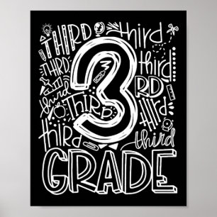 Back To School First Day Of School Typography Thir Poster