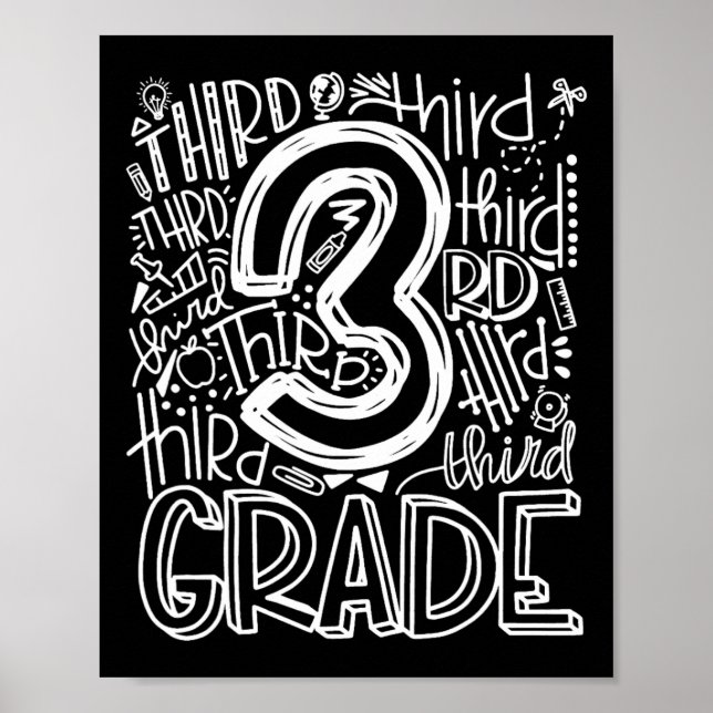 Back To School First Day Of School Typography Thir Poster (Front)