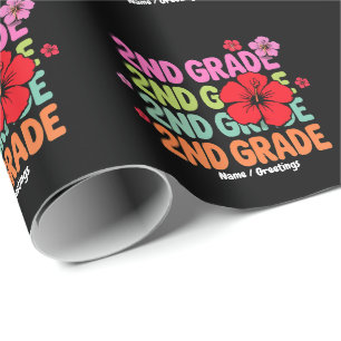 Back to School First Day of Second Grade Cute Wrapping Paper