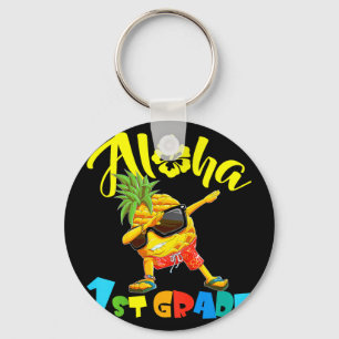 Back to school first grade cool dabbing aloha key ring