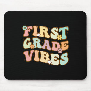 Back To School First Grade Vibes Retro Teacher Wom Mouse Pad