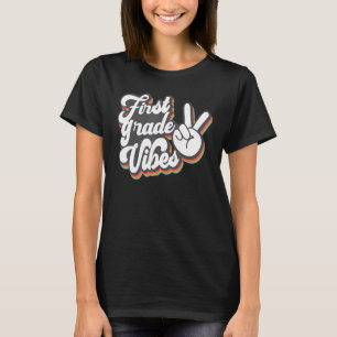 Back To School First Grade Vibes Retro Teacher Wom T-Shirt