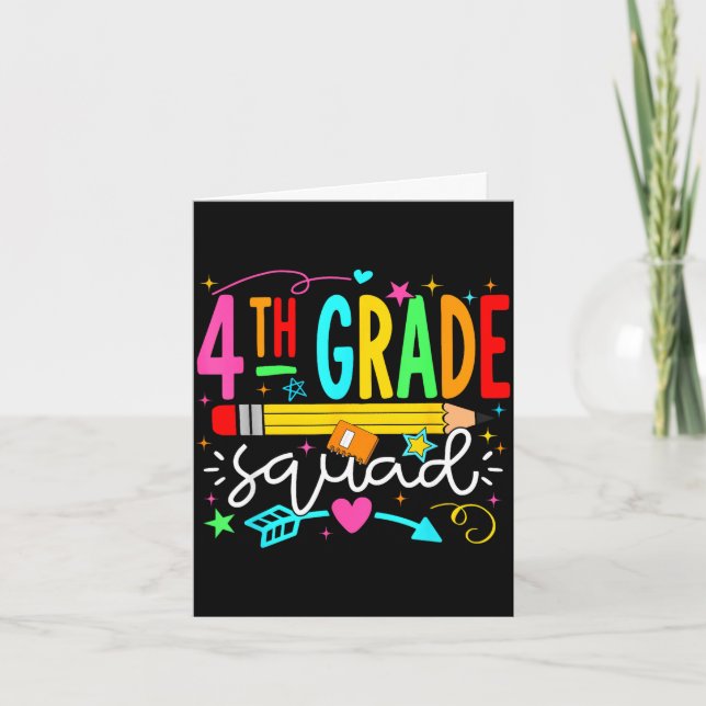 Back to school fourth grade squad pencil teacher card (Front)