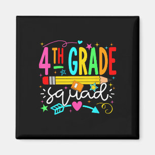 Back to school fourth grade squad pencil teacher magnet
