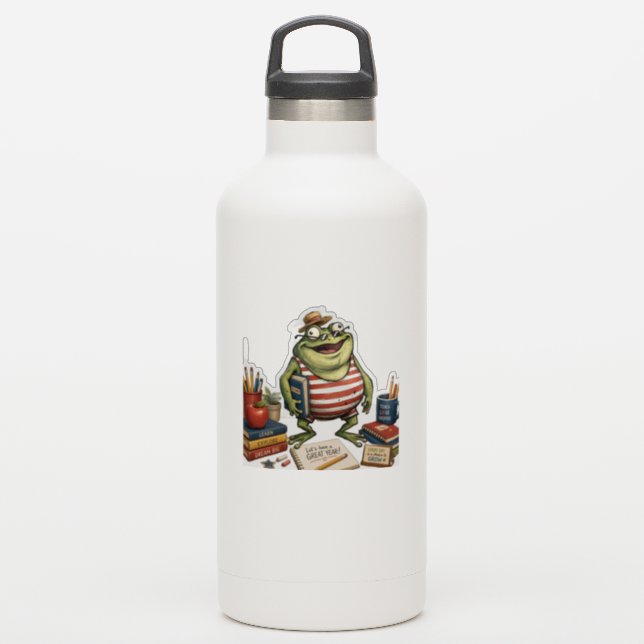 Back to School Frog PNG, Teacher Classroom Decor,  (Waterbottle)