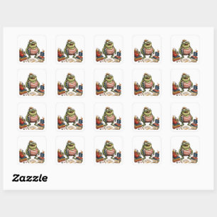 Back to School Frog PNG, Teacher Classroom Decor, Square Sticker