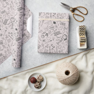 Back to School Fun and Elegant Dusty Pink Wrapping Paper