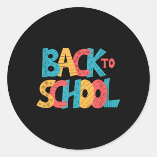 Back To School - Fun Colourful Words - First Schoo Classic Round Sticker
