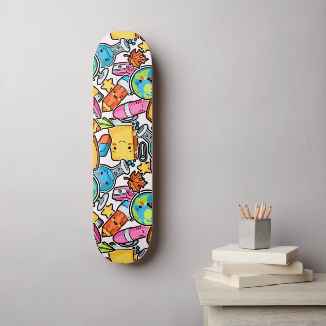 Back to School Fun! - Cute Educational Supplies  Skateboard (Wall Art)