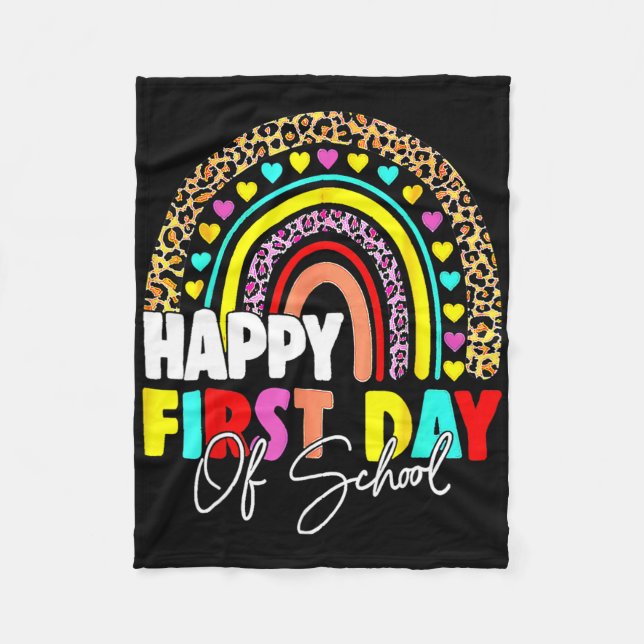 Back To School Fun Happy First Day Of School For T Fleece Blanket (Front)