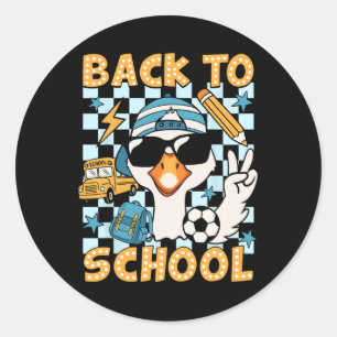 Back To School Funny Silly Goose First Day Of Scho Classic Round Sticker