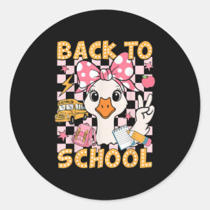 Back To School Funny Silly Goose First Day Of Scho Classic Round Sticker