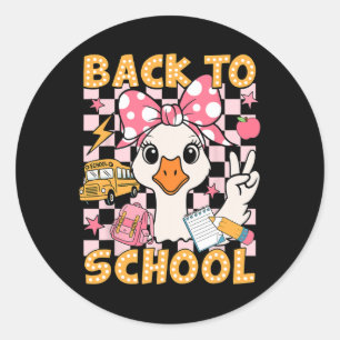 Back To School Funny Silly Goose First Day Of Scho Classic Round Sticker