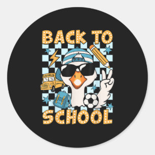 Back To School Funny Silly Goose First Day Of Scho Classic Round Sticker