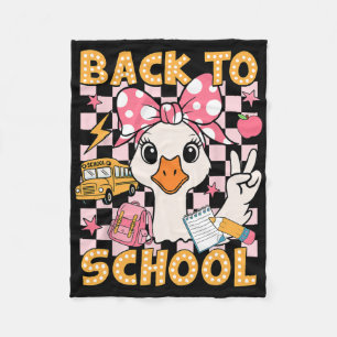 Back To School Funny Silly Goose First Day Of Scho Fleece Blanket