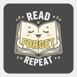 Back to school Funny Sleepy Book Student Square Sticker