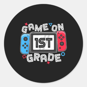 Back To School Game On 1st Grade Fun Gamer Kids Bo Classic Round Sticker