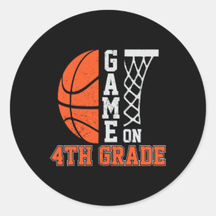 Back To School Game On 4th Grade Fun Basketball Ki Classic Round Sticker