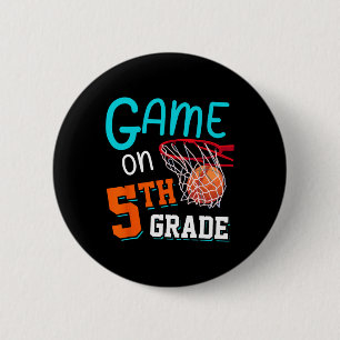 Back To School Game On 5th Grade Fun Basketball Ki 6 Cm Round Badge