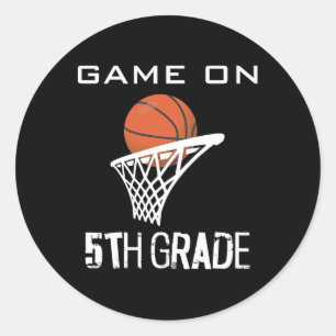 Back To School Game On 5th Grade Fun Basketball Ki Classic Round Sticker