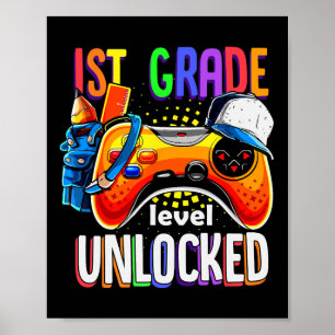 Back To School Gamepad 1st First Grade Level Unloc Poster