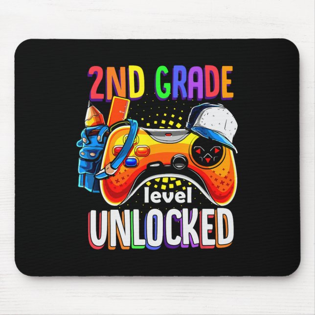 Back To School Gamepad 2nd Second Grade Level Unlo Mouse Pad (Front)