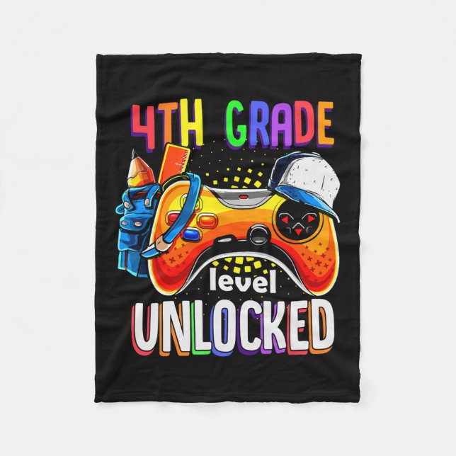 Back To School Gamepad 4th Fourth Grade Level Unlo Fleece Blanket (Front)