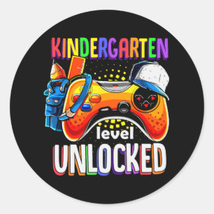 Back To School Gamepad Kindergarten Level Unlocked Classic Round Sticker