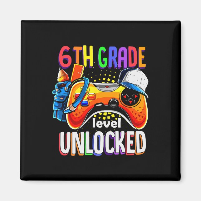 Back To School Gamepad Sixth 6th Grade Level Unloc Magnet (Front)