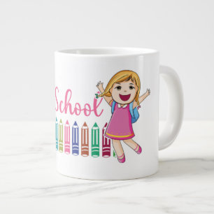 back to school girl large coffee mug