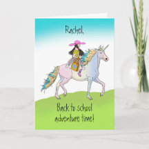 Back to School Girl on Unicorn Thinking of You