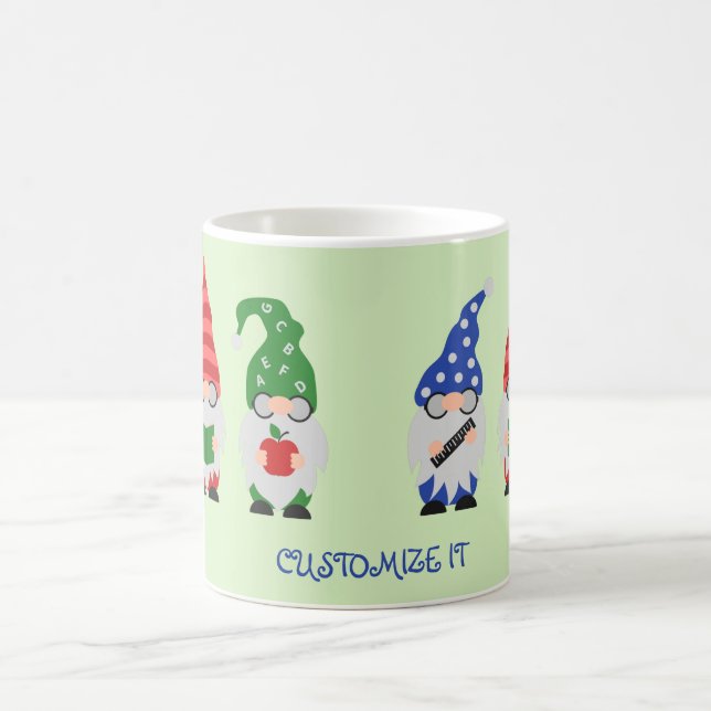 Back to School Gnomes on Green Coffee Mug (Center)