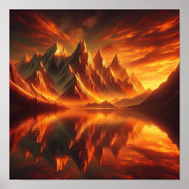 Back to School Golden Sunset Mountains Poster (Front)
