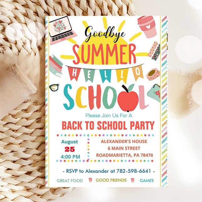 Back To School Goodbye Summer Hello School Invitation (Creator Uploaded)