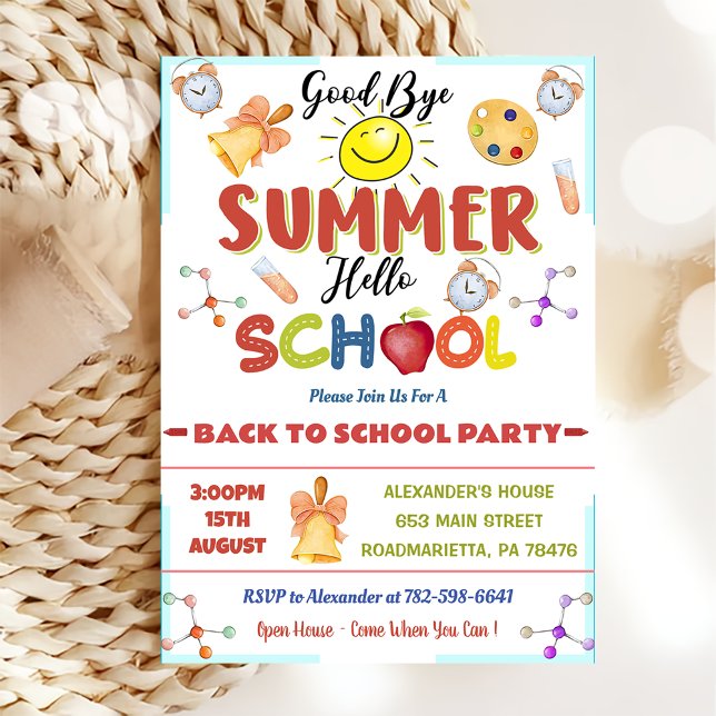 Back To School Goodbye Summer Hello School  Invitation (Creator Uploaded)