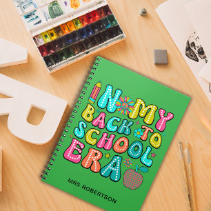 Back to school green teacher spiral notebook