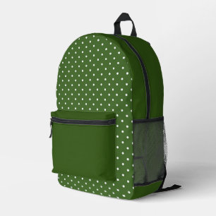 Back to School Green White Polka Dots  Printed Backpack
