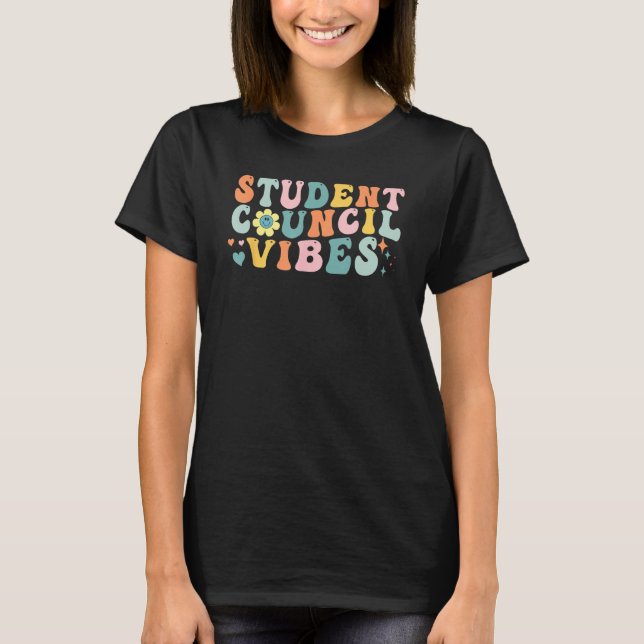 Back To School Groovy Retro, Student Council Vibes T-Shirt (Front)