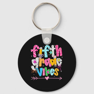 Back To School Groovy Teacher Fifth Grade Vibes Sm Key Ring