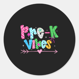 Back To School Groovy Teacher Pre-k Vibes Smile Fa Classic Round Sticker